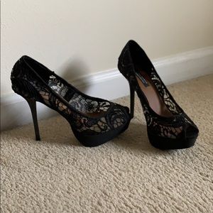Zara black lace high heels